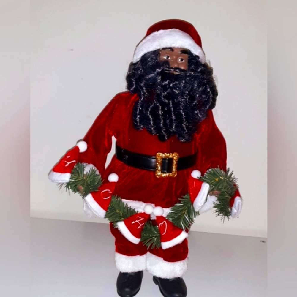 African American/Black Classic Red Garland Santa Claus